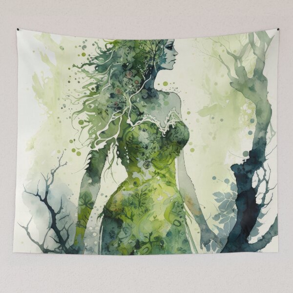 Item preview, Nature Goddess - Woodland Witchy Forest Greenwoman designed and sold by MoonBohemian.