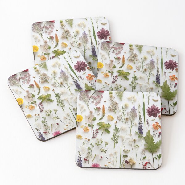 Item preview, Dried Blooms on a White Canvas - Pressed Dried flowers designed and sold by EmeraldeaArt.