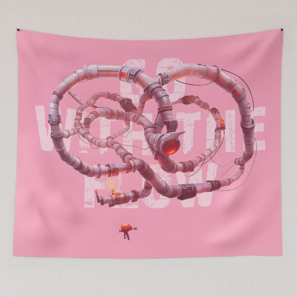 Item preview, GO WITH THE FLOW - A convoluted pipe on pink background designed and sold by GreissDesign.