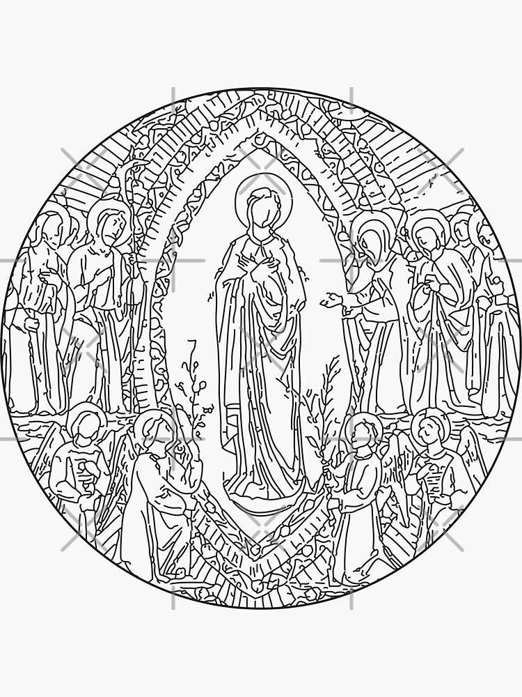 virgin mary black and white clip art