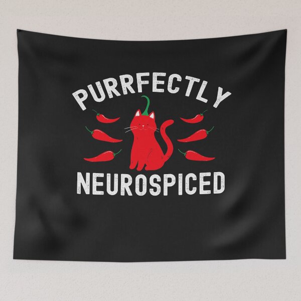 Aperçu de l'œuvre PURRFECTLY NEUROSPICED Funny Neurodivergent ADHD ASD Hot Peppers Groovy créée et vendue par cvt01.