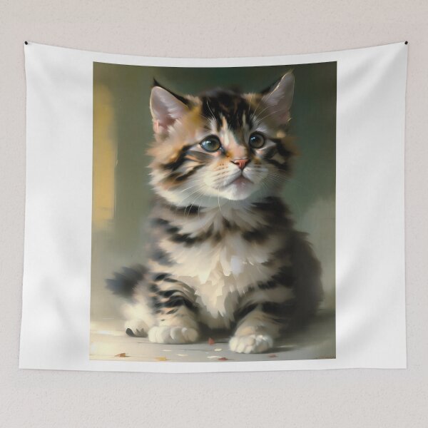 Item preview, Feline Intensity: A fierce kitty oil painting designed and sold by KH-GardenEden.