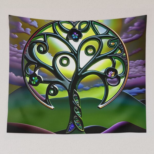 Item preview, Celtic Stained Glass Tree of Life with Purple Clouds designed and sold by DreamyEscapism.