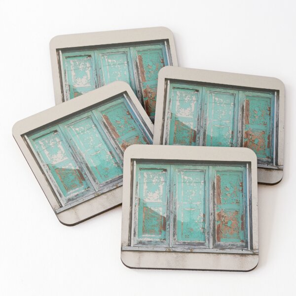 Item preview, Window with turquoise blinds designed and sold by Anna Lemos.