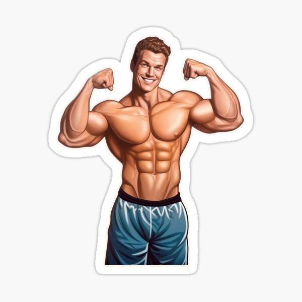 Vista previa del artículo con la obra «Chico musculoso sonriente», diseñado y vendido por ForeverPrintsOK.