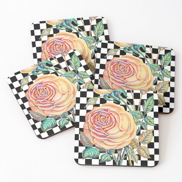 Item preview, Yellow Rose on Checkerboard designed and sold by MAMMAJAMMA.