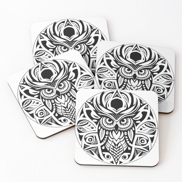Item preview, Owl tribal mandala tattoo designed and sold by HappyTrippy.