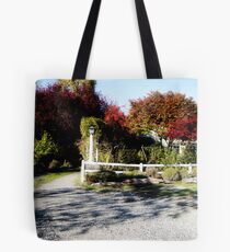 White Fence, Road Tote Bag