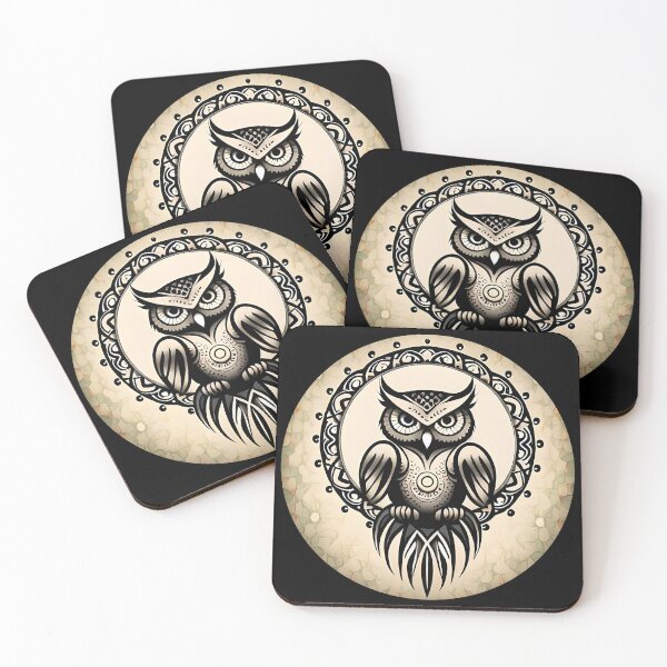 Item preview, Owl tribal mandala tattoo designed and sold by HappyTrippy.