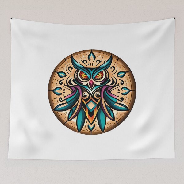 Item preview, Owl tribal mandala tattoo designed and sold by HappyTrippy.