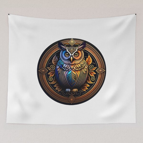 Item preview, Owl tribal mandala tattoo designed and sold by HappyTrippy.