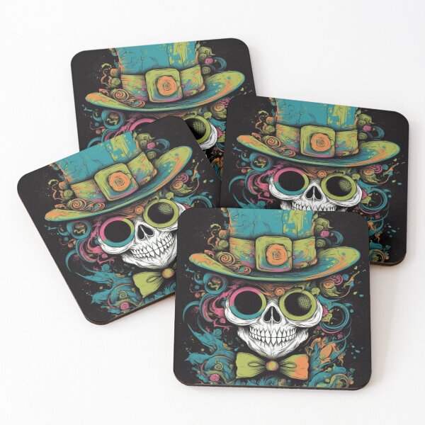 Item preview, Whimsical Psychedelic Skull Madhatter Skeleton Art Design V.78 designed and sold by Pexelpanoramas.