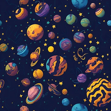 Artwork thumbnail, Delight in Planetary Play (pattern) by RADRussell