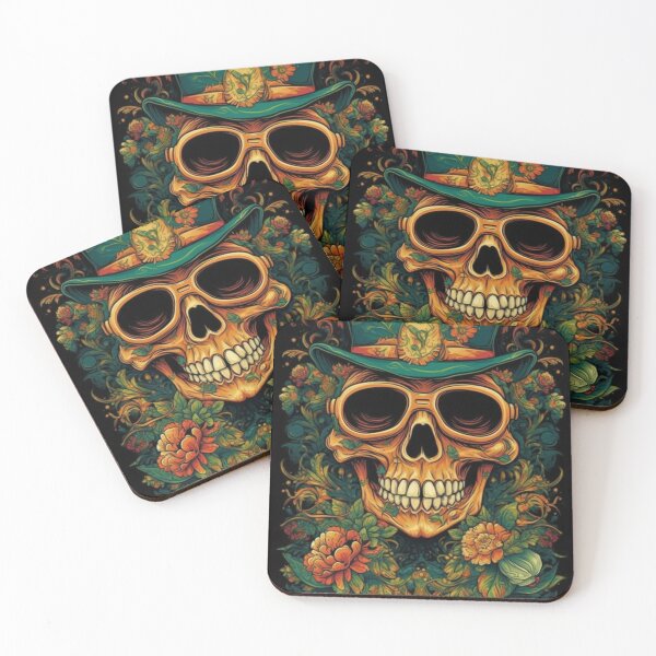 Item preview, Whimsical Psychedelic Skull Madhatter Skeleton Art Design V.79 designed and sold by Pexelpanoramas.