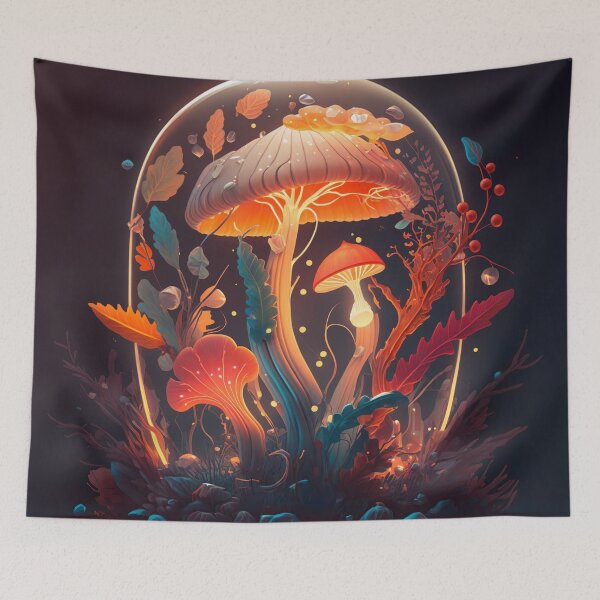 Item preview, Crystal Caverns: A Fantasy World of Glowing Mushrooms with a Jellyfish Kind of Vibe designed and sold by mysticsubs.