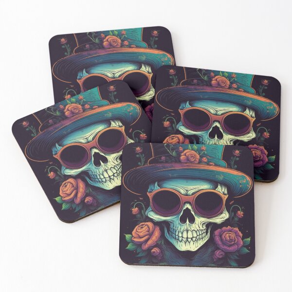 Item preview, Whimsical Psychedelic Skull Madhatter Skeleton Art Design V.80 designed and sold by Pexelpanoramas.