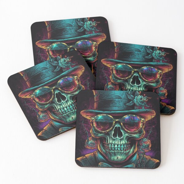 Item preview, Whimsical Psychedelic Skull Madhatter Skeleton Art Design V.82 designed and sold by Pexelpanoramas.