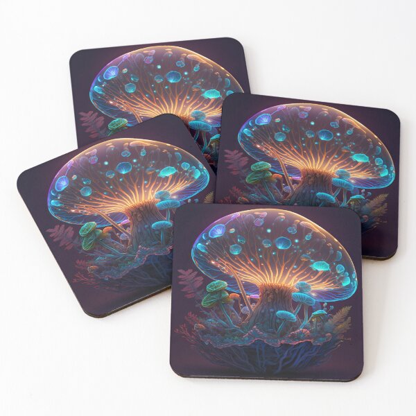 Item preview, A Fantasy World of Glowing Mushrooms with a Jellyfish Kind of Vibe designed and sold by mysticsubs.