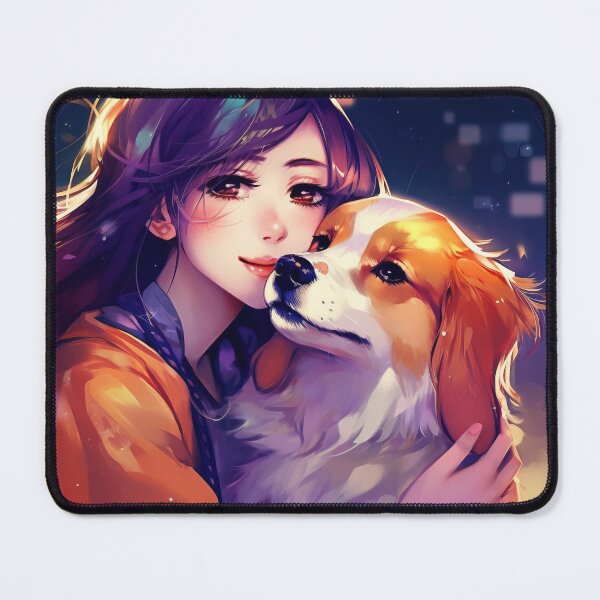 Item preview, Young Asian Woman Cuddles with Her Dog designed and sold by AngelAndAnimal.