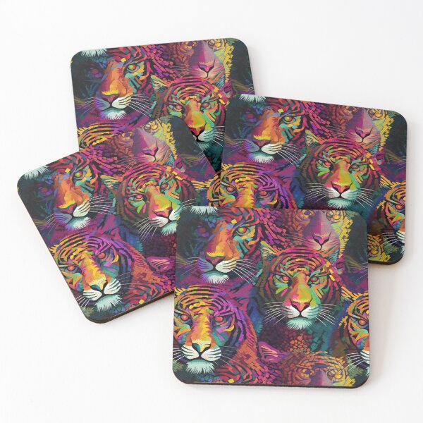 Item preview, Wildly Vibrant: All-Over Abstract Colorful Tiger Print Apparel and Homeware Collection designed and sold by ThePurpleMelon.