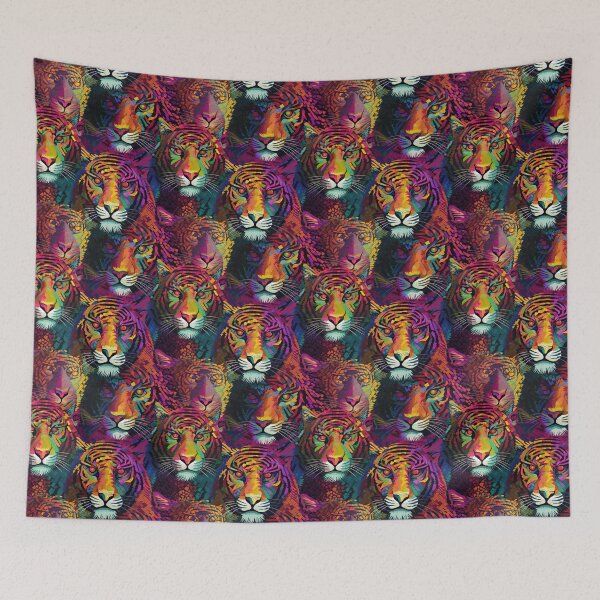 Item preview, Wildly Vibrant: All-Over Abstract Colorful Tiger Print Apparel and Homeware Collection designed and sold by ThePurpleMelon.