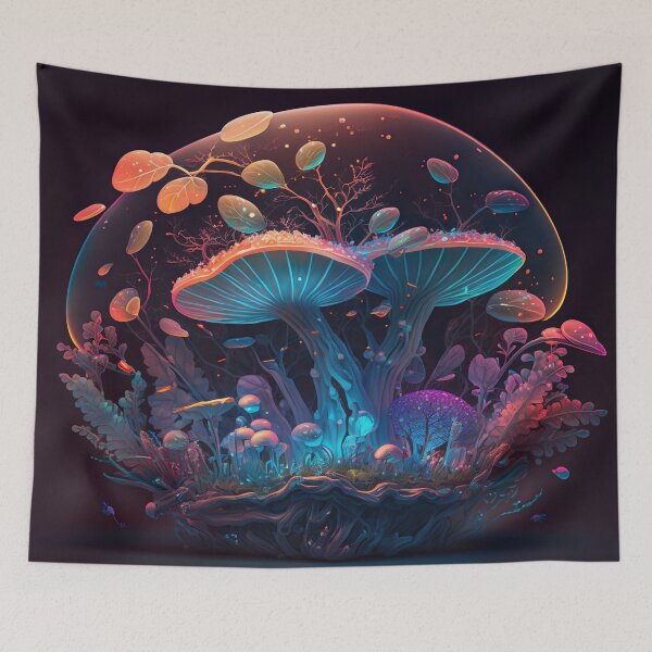 Item preview, A Fantasy World of Glowing Mushrooms with a Jellyfish Kind of Vibe designed and sold by mysticsubs.