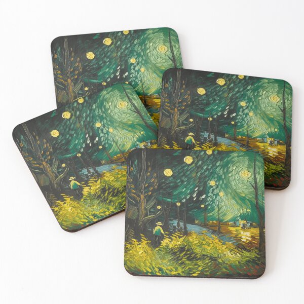 Item preview, The painting depicts a serene and peaceful night scene, with a starry sky illuminating the landscape below designed and sold by Midnight Kadama Studio.