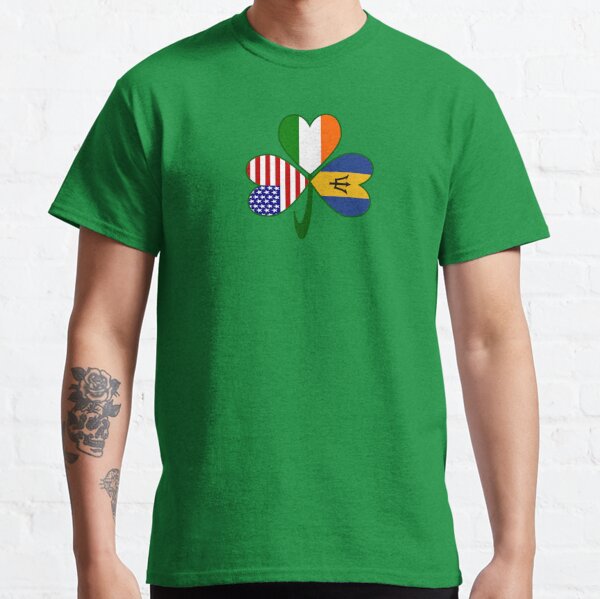 Barbados Ireland USA Flags Shamrock Classic T-Shirt