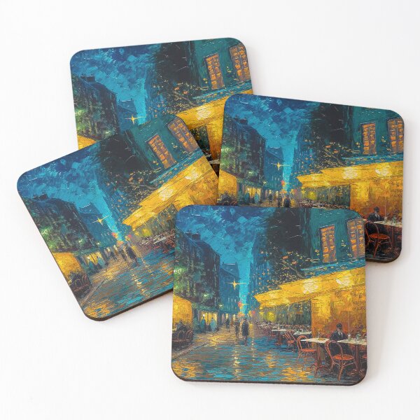 Item preview, A Paris city street midnight painting from the late 1800s captures the beauty and charm of the city of lights during a time of artistic and cultural renaissance. designed and sold by Midnight Kadama Studio.