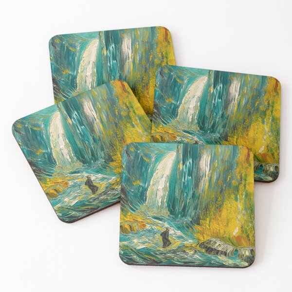 Item preview, Waterfall paintings in old oil paintings are a popular theme in art, capturing the power and beauty of nature.  designed and sold by Midnight Kadama Studio.