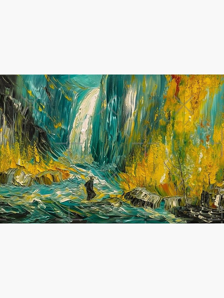 Waterfall paintings in old oil paintings are a popular theme in