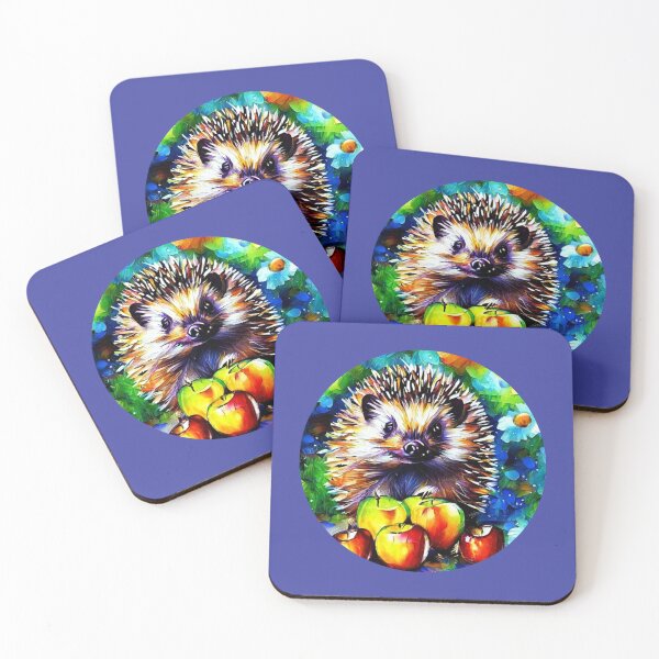 Item preview, Hedgehog with apples and wildflowers. designed and sold by Natalia-Vlad.