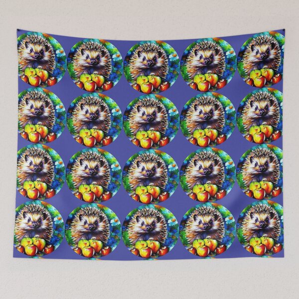 Item preview, Hedgehog with apples and wildflowers. designed and sold by Natalia-Vlad.