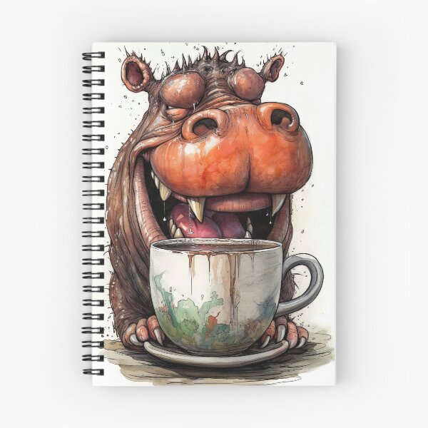 Item preview, Hippopotamus Drinking Coffee designed and sold by prettykaler.