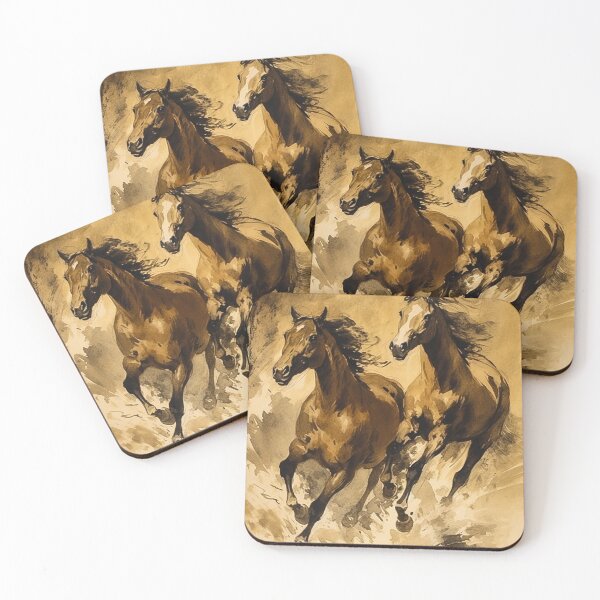 Item preview, Horses running in watercolor paintings are a beautiful and elegant representation of the majesty and grace of these animals designed and sold by Midnight Kadama Studio.