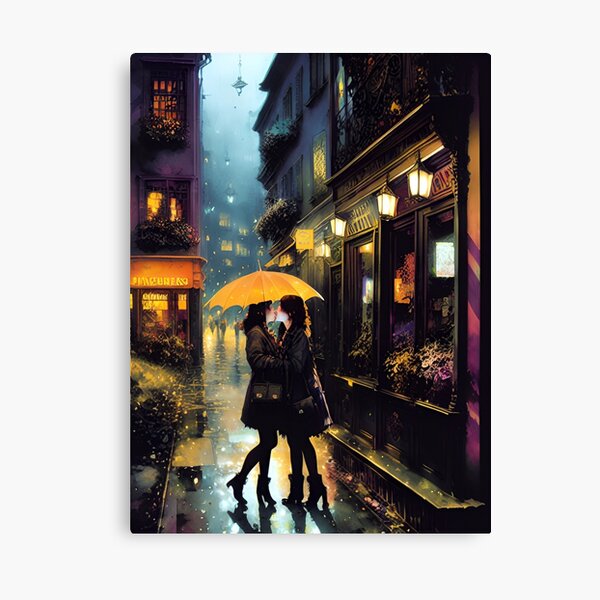 Item preview, Lesbians Kissing in the Rain, Lesbian Art Print designed and sold by TheOtherTeam.