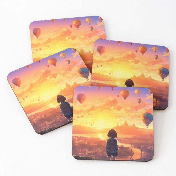 Item preview, little Girl Stands in Wonder, Watching Colorful Hot Air Balloons at Golden Hour designed and sold by AngelAndAnimal.