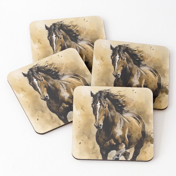 Item preview, Horse running in watercolor paintings are a beautiful and elegant representation of the majesty and grace of these animals designed and sold by Midnight Kadama Studio.