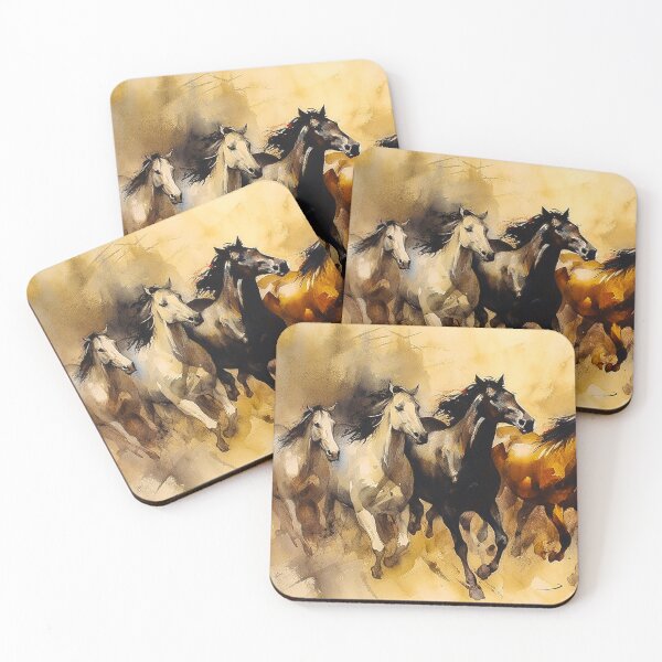 Item preview, Copy of Horses running in watercolor paintings are a beautiful and elegant representation of the majesty and grace of these animals designed and sold by Midnight Kadama Studio.