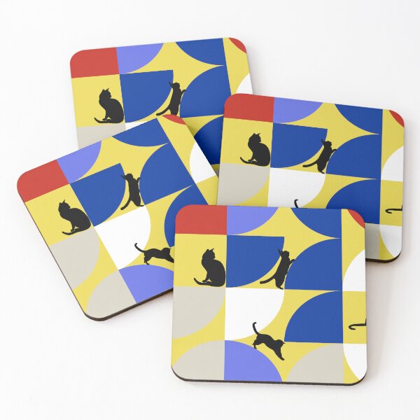 Item preview, Cat With Geometric Art Yellow and Blue designed and sold by katzteeshop.