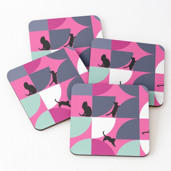 Item preview, Cat With Geometric Art Pink and Navy designed and sold by katzteeshop.