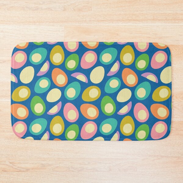 Item preview, EGGS-CELLENT! Fun Food Hard-Boiled Eggs Easter Picnic Food Kitchen Cooking in Bright Summer Colours on Royal Blue - UnBlink Studio by Jackie Tahara designed and sold by Jackie Tahara of UnBlink Studio.