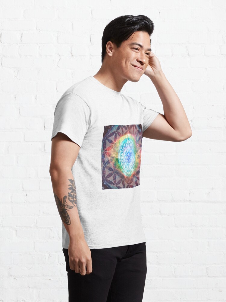 Thumbnail 5 of 7, Classic T-Shirt, The Flower Of Life Colorful Space Design designed and sold by Truthseekmedia.