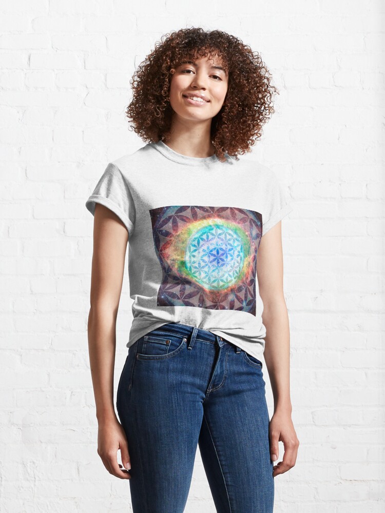 Classic T-Shirt, The Flower Of Life Colorful Space Design designed and sold by Truthseekmedia