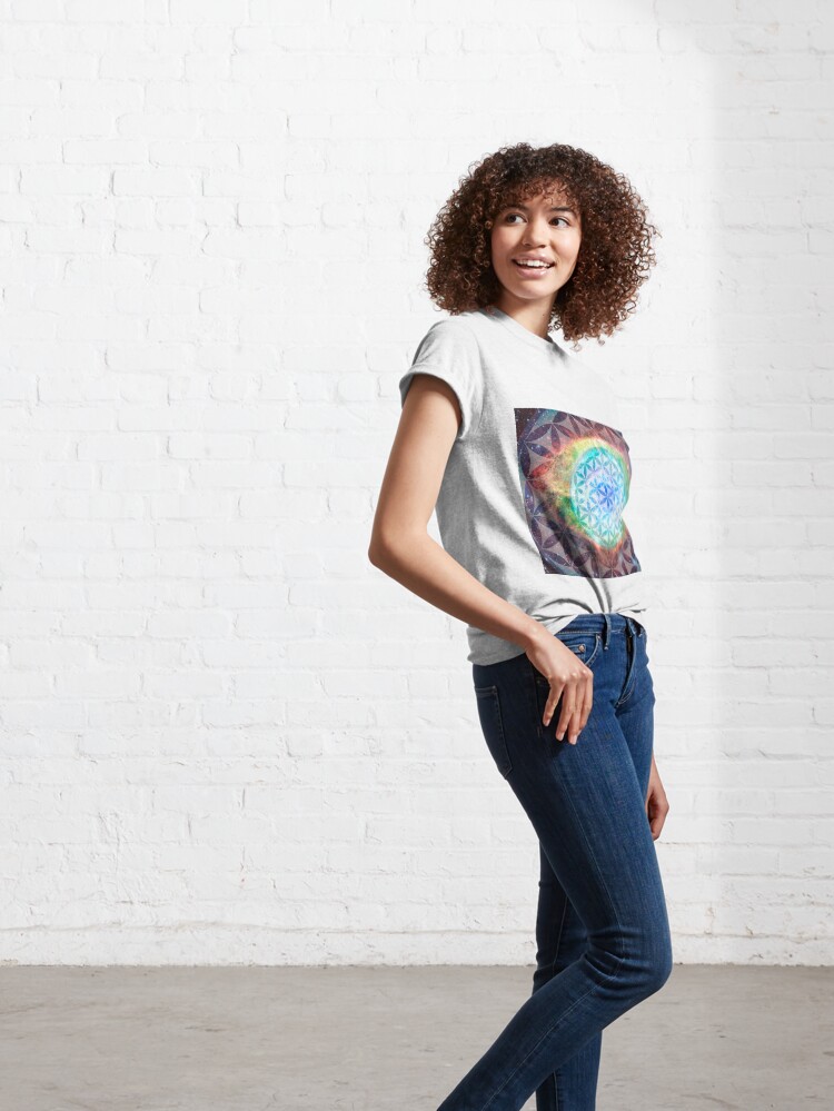 Thumbnail 6 of 7, Classic T-Shirt, The Flower Of Life Colorful Space Design designed and sold by Truthseekmedia.