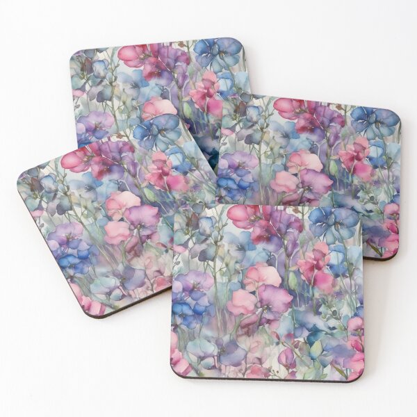 Item preview, Sweetpeas in blues and lilacs designed and sold by TinaDonovanArt.