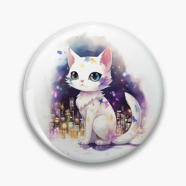 Item preview, Cute and Colorful Kitten, City Skyline in the Background designed and sold by AngelAndAnimal.