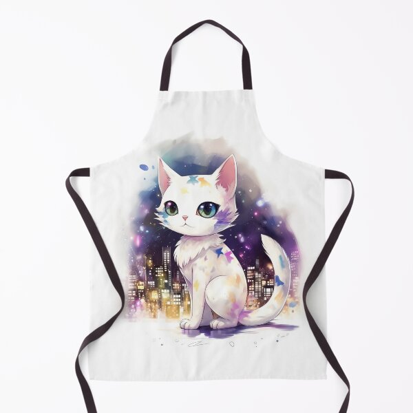 Item preview, Cute and Colorful Kitten, City Skyline in the Background designed and sold by AngelAndAnimal.