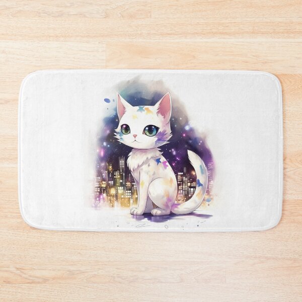 Item preview, Cute and Colorful Kitten, City Skyline in the Background designed and sold by AngelAndAnimal.
