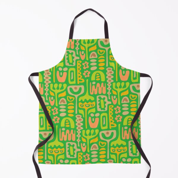 Item preview, DREAMSCAPE Retro 70s Abstract Organic Floral Botanical Shapes Pattern in Lime Green Yellow Orange Sand Brown on Kelly Green - UnBlink Studio by Jackie Tahara designed and sold by Jackie Tahara of UnBlink Studio.